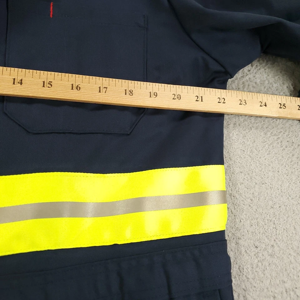 Aramark Coveralls Mens 40 R Blue Hi Vis Reflective Workwear Safety Work Uniform - Image 4 of 4