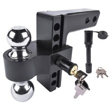 Dual Ball Adjustable Trailer Hitch with Lock, 2-Inch Receiver, 6-Inch Drop/Rise