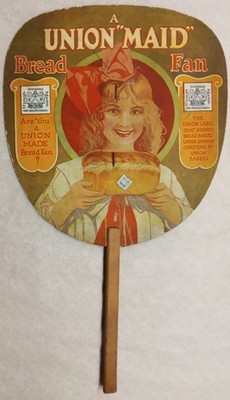 c1920 Hand Ad Fan ''Union Maid'' Bread - Supports AFL associated Unions