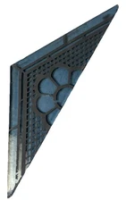 S7 Antique Vtg 8"x2.5" Half Diamond Baby Blue Floral Flower Stained Glass Tiles