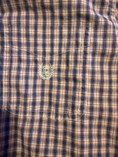 CHAPS Blue Purple Plaid Short Sleeve Button Up Easy Care size Medium