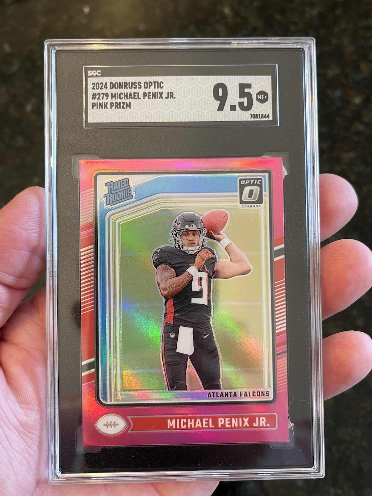 Michael Penix Jr 2024 Donruss Optic Rated Rookie Pink Prizm #279 SGC 9.5 Mint