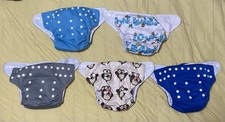 Pocket Diapers Adjustable Snaps With Liners Lot of 5