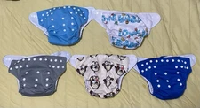 Pocket Diapers Adjustable Snaps With Liners Lot of 5
