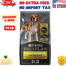 Purina Pro Plan Weight Management Dog Food, Shredded Blend Chicken  Rice, 34 lb