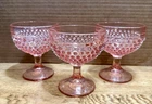 VTG Set of 3 L E SMITH Pink Hobnail Depression Glass Sherbert Dessert Bowls 4.5”