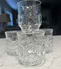 Set Of 4 Vtg Anchor Hocking Heritage Hall Bullseye Glass Tumblers 3.25” Clear