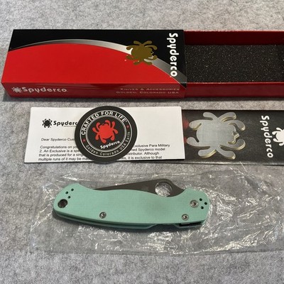 Spyderco Golden USA C81GPTL2 Paramilitary 2 Teal G-10 Pocket Knife Mint In Box