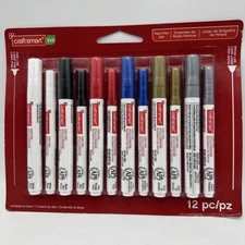 Craft Smart Paint Pen Set 12 pc 6 Medium Line 6 Broad Line NEW Sealed Non Toxic