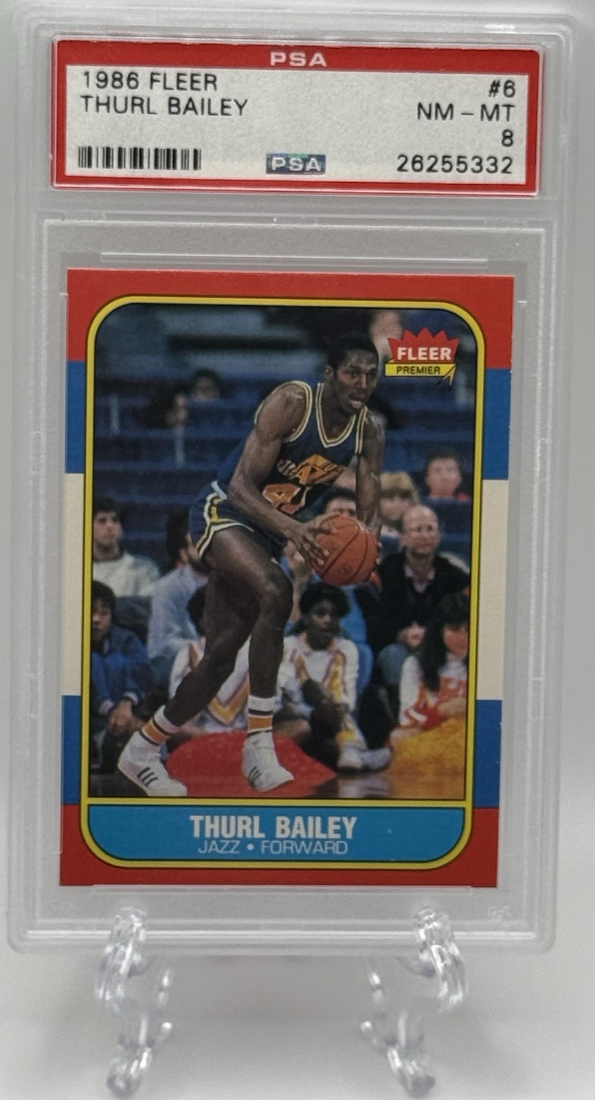 Thurl Bailey 1986-87 Fleer #6 PSA NM-MT 8! Utah Jazz