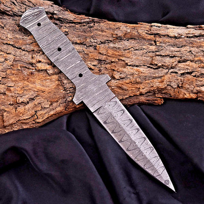 Full Tang Hand Forged Damascus Steel Blank Blade Dagger Boot Knife UU 78