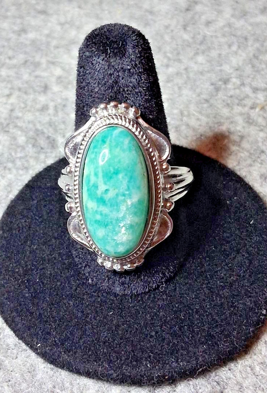 Amazonite Ring in Stainless Sz 8