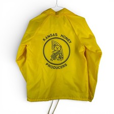 VTG Kansas Honey Producers Auburn Sportswear Windbreaker Yellow Made in USA S