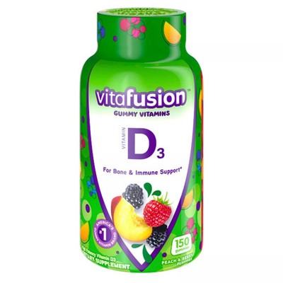 Vitafusion Vitamin D3 Gummy Vitamins for Bones, Peach & Berry - 150ct Exp 4/26