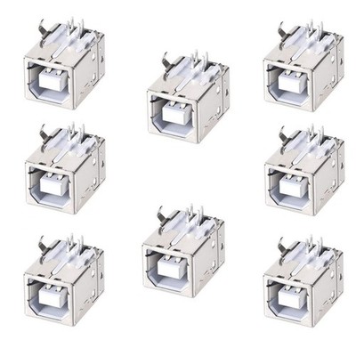 bnafes 8PCS USB 2.0 Type B Female Socket Connector Jack Port, 4-Pin silver 