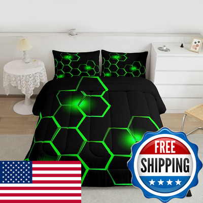 Feelyou Honeycomb Kids Comforter Set Modern Hexagon Bedding Set For Boys