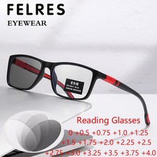 Square Anti Blue Light Photochromic Sports Reading Glasses For Men Sunglasses
