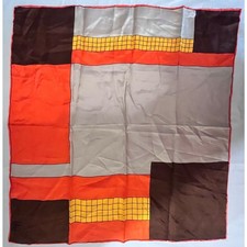 Vintage Vera Neumann Scarf - Sign - Brown, Orange, Yellow, Gray 21" Square
