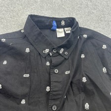Star Wars Long Sleeve Button Down Shirt Stormtrooper Darth Vader R2-D2 Mens S