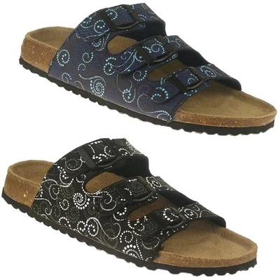 Supersoft Damen Pantolette Clog Sandale Lederfussbett Kork Klett Gr.36-42