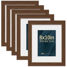 VCK 8x10 Picture Frame 5 Pack - Brown, High-End Wood Poster Frames with Tempe...
