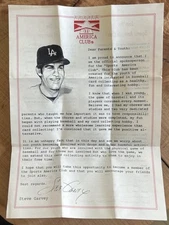 Vintage AMERICA CLUB Steve Garvey Los Angeles Dodgers Card Collector Member Form