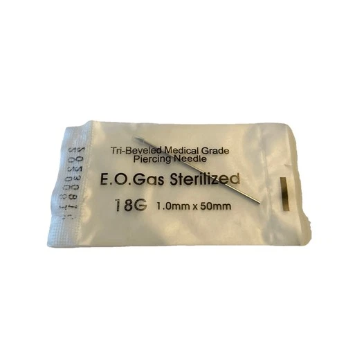 Tri-beveled Medical Grade 18G Piercing Needle 50mm 316 Stainless Steel image 2