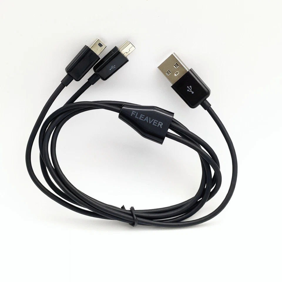 FLEAVER 1m 3ft 2 in 1 Dual Mini USB Splitter Cable Power 2 Mini USB Devices - Image 4 of 4