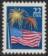Scott 2276a- US Flag and Fireworks- MNH 22c 1987- unused booklet single stamp