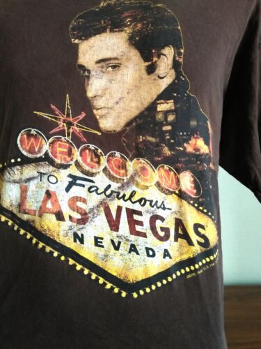 Elvis Presley By K-U-N Welcome to Fabulour Las Vegas Nevada T shirt XL Brown - Picture 2 of 6