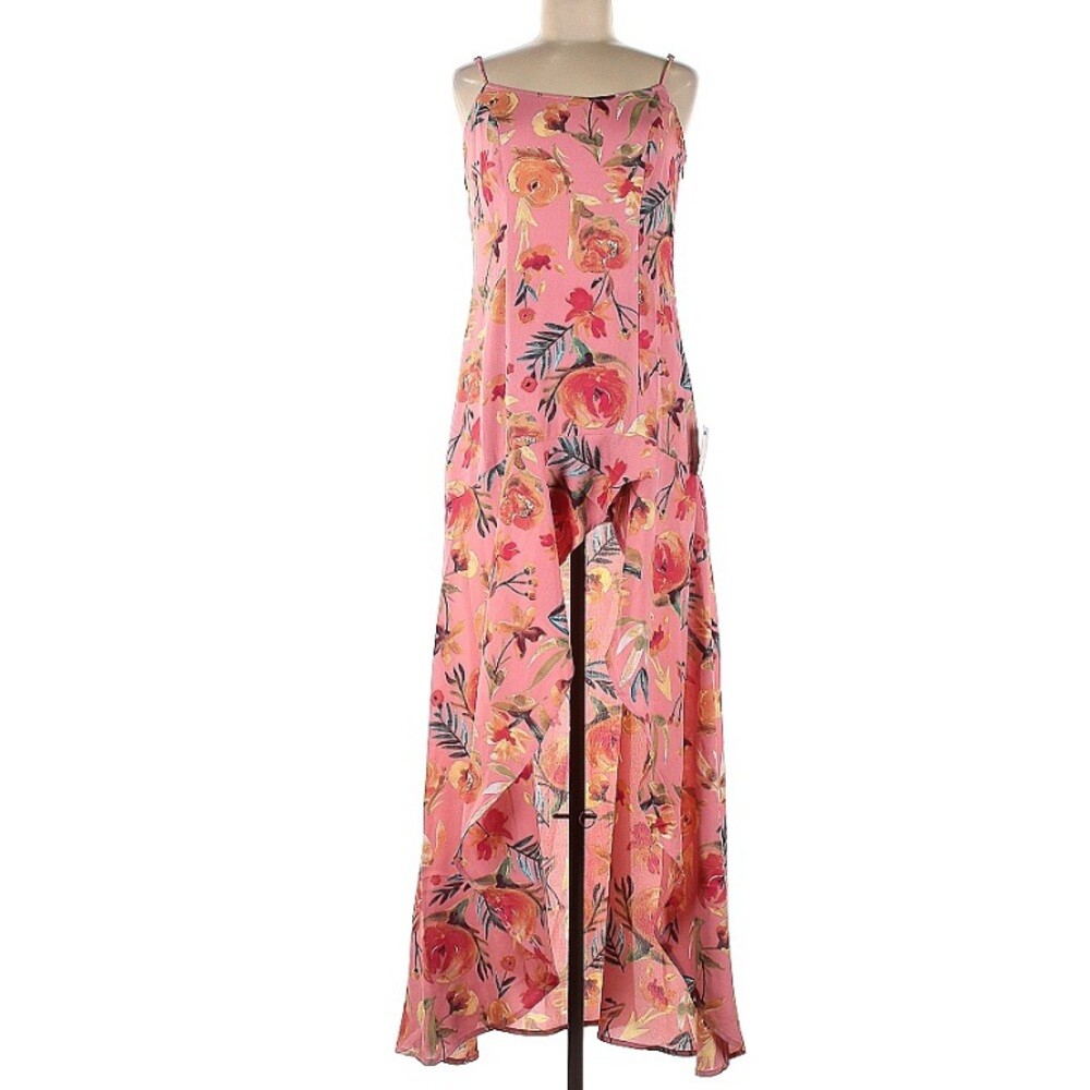 NWT Lulu's Zinnia Blush Pink Floral Print High-Low Maxi