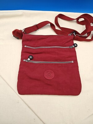 Kipling Alvar Extra Small Raspberry red Crossbody Handbag Adjustable Strap Charm