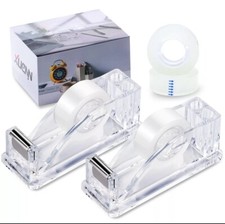 2-Piece Acrylic Tape Dispenser Desk - Durable, Stylish, and Versatile for Hom...