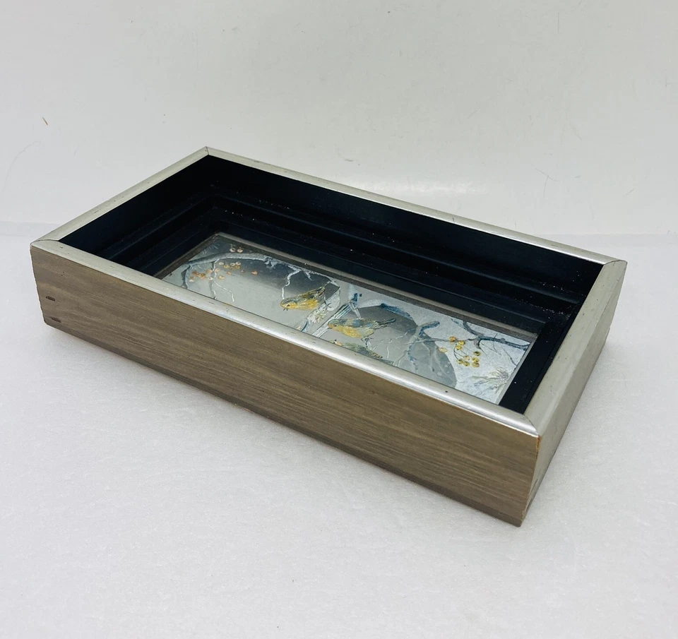 Marco de madera vintage de Navidad para pájaros de nieve arte colgante colores brillantes iridiscentes 6 Foto 2 de 4