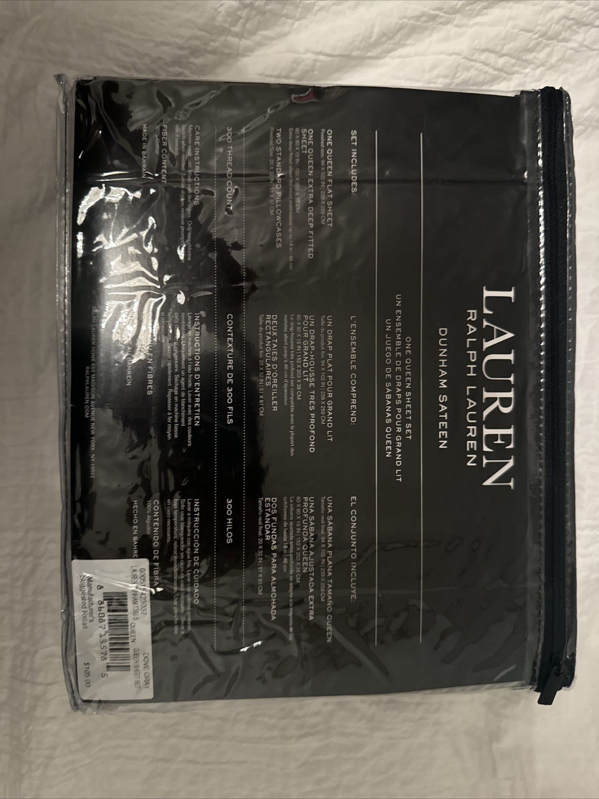 Ralph Lauren QUEEN Sheet Set Dunham Sateen Extra Deep 4pc Set Dove
