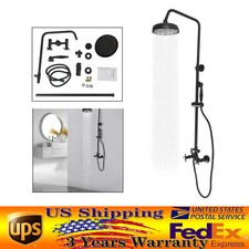 Matte Black Exposed Shower Faucet 8 In Rain Hand Shower Mixer Double Knobs New