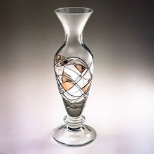 Nobile Glassware Handmade Trailed Glass Posy Vase 18cm Rose Gold Mosaic Design