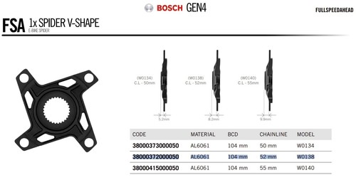 FSA CRSP E-BIKE BOSCH GEN4 crank spider chainline 52 8.2 104 W038 38000372000050 - Picture 4 of 6