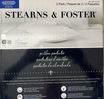 NEW - STEARNS & FOSTER Pillow  Protector 2 Pack Standard / Queen Size