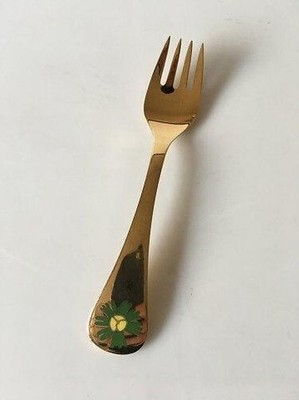 Georg Jensen 1982 Annual Gabel IN Vergoldet Sterlingsilber Mit Emaille