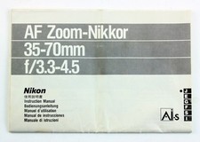 Nikon AF Zoom-Nikkor - 35-70mm f/3.3-4.5 - Original User Instruction Sheet