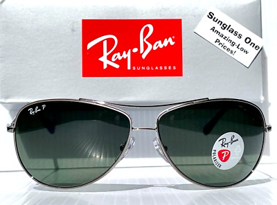 NEW Ray Ban Shiny Gunmetal POLARIZED Green lens Sunglass RB3293 004/9A
