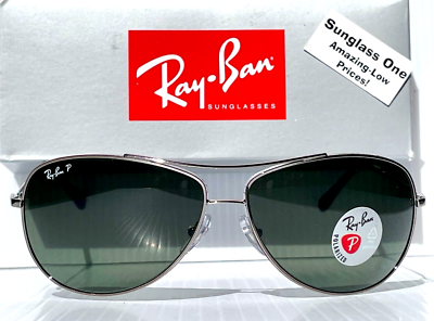 NEW Ray Ban Shiny Gunmetal POLARIZED Green lens Sunglass RB3293