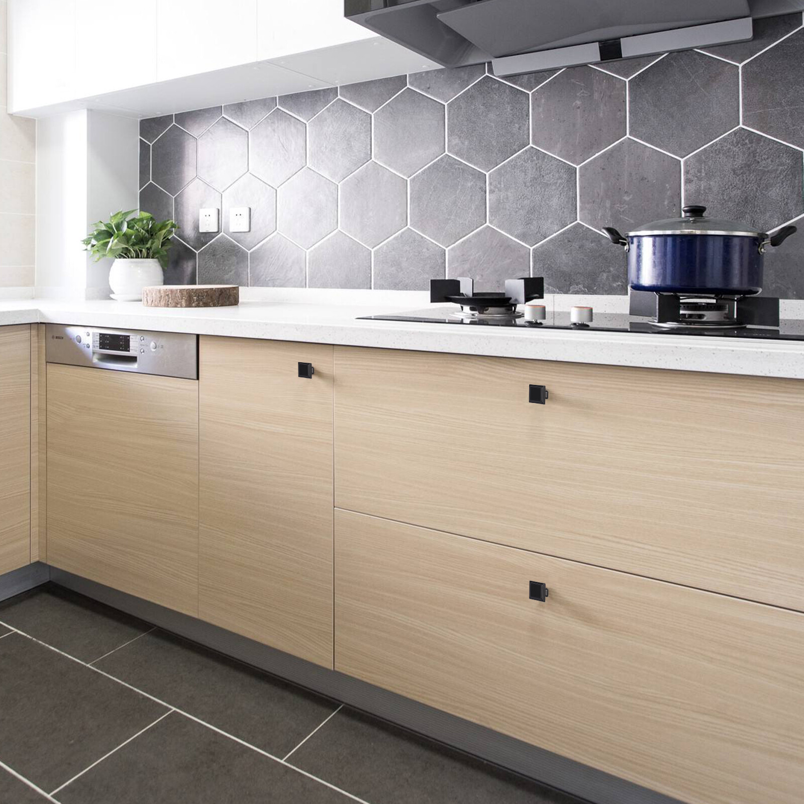 Matte Black Square Cabinet Pull Knobs for Kitchen Drawer Door Hardware Furniture