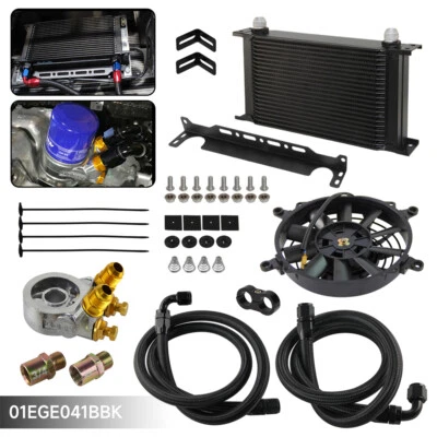 Universal 22 Row 10AN Oil Cooler Fan Kit & Oil Cooler Adaptor w/Thermostat - Image 1 of 4