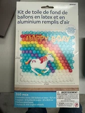 Unicorn Balloon Backdrop Kit Rainbow Latex & Foil 70x75 260 Pieces Amscan NEW
