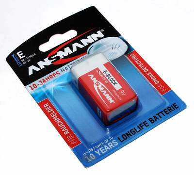 Ansmann 9V Block Lithium Batterie für Rauchmelder | 10 Jahre haltbar | E-Block 6