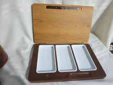 Hellerware Folding Server Tray Bar Cutting Board  Snack Cheese Cutting  w/ Knife