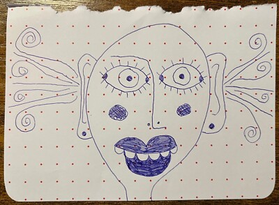 Original Zeichnung von Jay Snelling. Outsider Art Brut. Sound Fiasco.