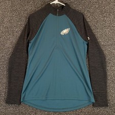 Philadelphia Eagles Pullover Mens Large Green  NFL Majestic Cool Base 1/2 Zip 